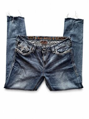 Rock Revival Women's Medium Light Wash Embellished Skinny Jeans